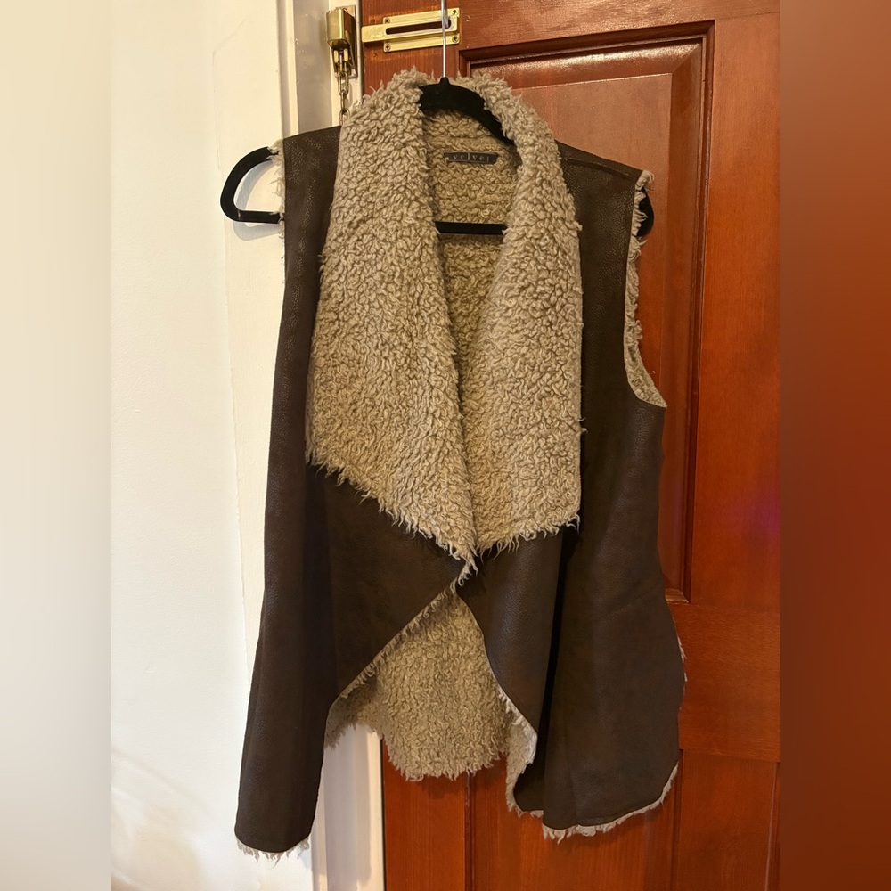 Faux Suede & Shearling Waterfall Vest | Size S